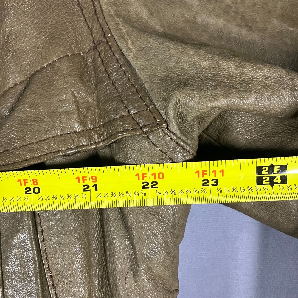 Unbranded Genuine Leather Jacket Men's Large‎ Brown Beige Vintage Bomber Style - Picture 10 of 16
